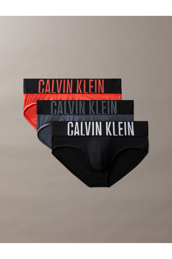 Calvin Klein مجموعة من 3 سراويل داخلية للرجال باللون الأسود/البني الداكن/الأحمر القرمزي