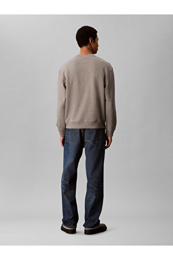 Calvin Klein Men Med Grey Htr Monogram Crew Neck Pullover Sweatshirt
