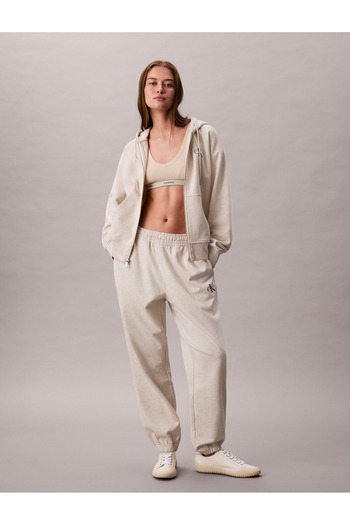 Calvin Klein Women Gray Monologo French Cotton Terry Joggers