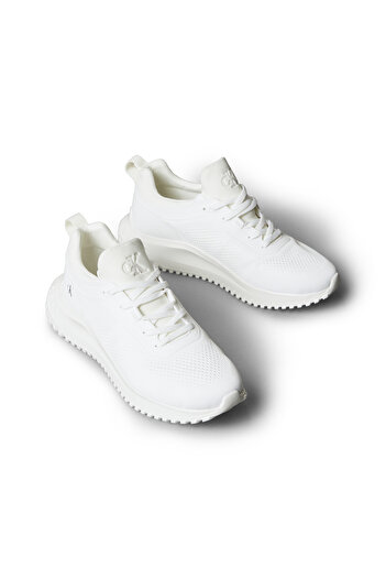 Calvin Klein Women White Eva Runner Sock Mix Low Top Trainers