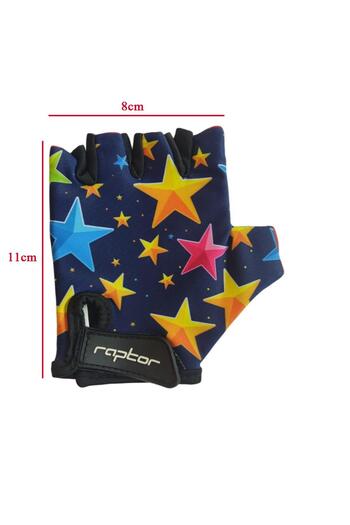 SARİSSA BİSİKLET Raptor Children's Gloves Short Finger Children's Cycling Gloves with Silicone Gel Star Pattern Size m