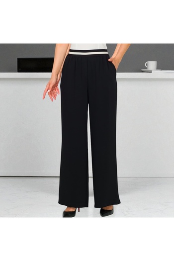 AYHAN Women's Elastic Waist Wide Leg Pants