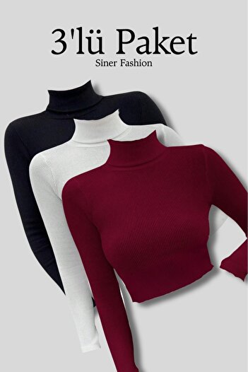 Siner Fashion Γυναικεία μακρυμάνικη μπλούζα με ζιβάγκο 3 τεμαχίων