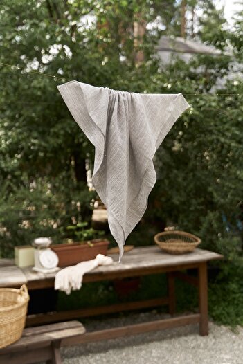 BOHEMAİ Peony Stripe Detail Smoked Linen Scarf