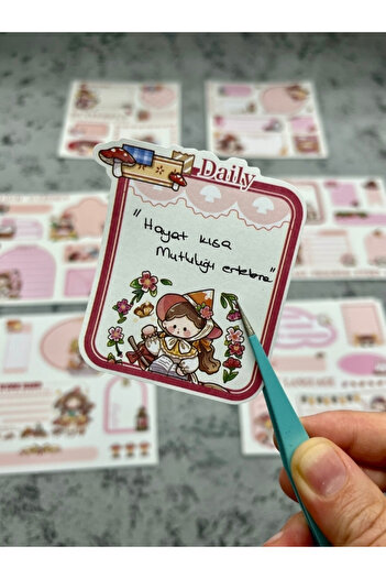 Kağıt Gemi Dükkan Seven Magic 12 Sheets 86 Pieces Light Pink Post-It and Sticker Set / Adhesive Paper / Label / Sticker