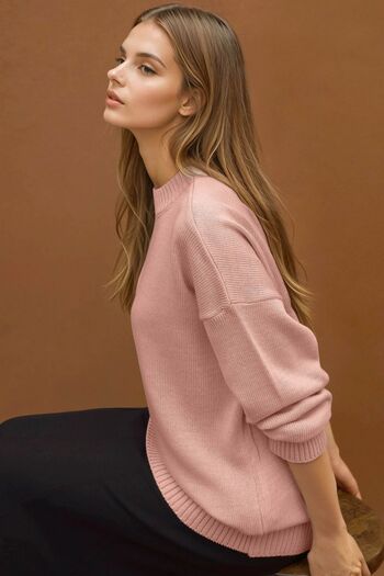 Hiccup Thick Crew Neck Long Hip Covering Sweater