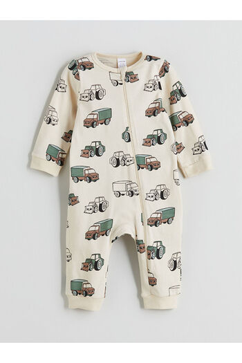 LC Waikiki Brown Crew Neck Printed Baby Boy Romper, Pack of 2