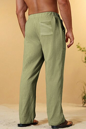 GHASSY CO. Ghassy Co. Men's 100% Cotton Muslin Linen Blend Comfortable Ultra Light Home Inside/Outside Linen Pants