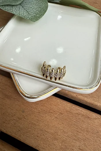 My Joyas Design Double Row Stone Row Nail Cartilage Earrings in the Middle