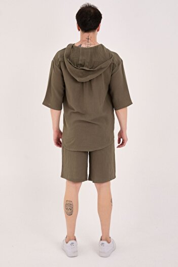 RELAXL 100% βαμβάκι 2XS-10XL Oversize Muslin Summer Hoodie Χακί Πράσινο