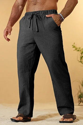 GHASSY CO. Ghassy Co. Men's 100% Cotton Muslin Linen Blend Comfortable Ultra Light Home Inside/Outside Linen Pants