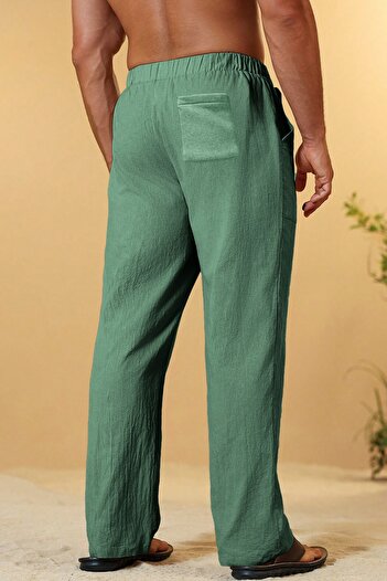 GHASSY CO. Ghassy Co. Men's 100% Cotton Muslin Linen Blend Comfortable Ultra Light Home Inside/Outside Linen Pants
