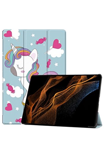 Madviun Case for Samsung Galaxy Tab S8 Ultra/S9 Ultra, FoldPro, J56, Microfiber, Unicorn