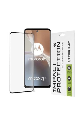 OEM Screen Protector for Motorola Moto G32, Techsuit 111D Full Cover/Full Glue Glass, Black