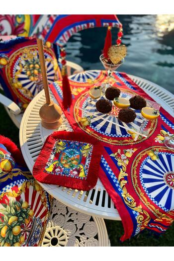 Merve Kaymakcı San Di Monte Lemon Cocktail Napkin - Red