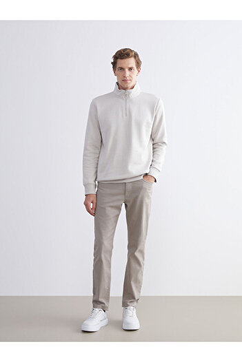 LC Waikiki Gray Stand Collar Long Sleeve Men's Thick Sweatshirt