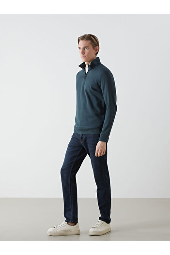LC Waikiki Petrol Stand Collar Long Sleeve Men's Thick Sweatshirt