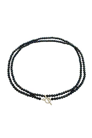 Abundo Colier "Infinity" petrol din perle scoică și accesorii din argint 925, 82 cm