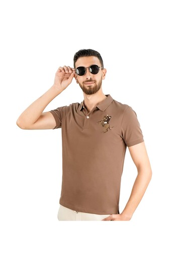 Giordano Men's Slim Fit Cotton Short Sleeve Napoleon Polo