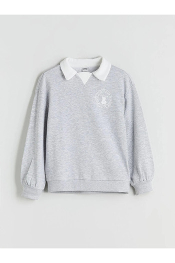 LC Waikiki Lcw Kidsgray Shirt Collar Tokyo Embroidered Girl's Thick Tracksuit Suit