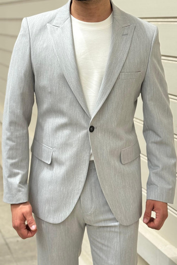 thesunfyre Men's Slim Fit Slim Fit Mono Collar Plain Classic Suit