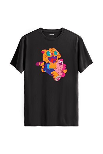 Colermi Cat Fish Design 100% Cotton Premium Fabric T-Shirt