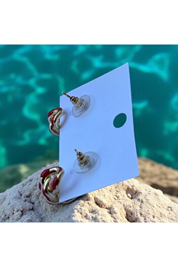 İNN JEWELLERY Steel Earrings Tarnish-Free Antiallergic Red-Gold (2 Years Importer Guaranteed)