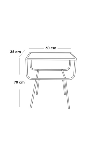Generic Gold metal and glass side table - 60 x 35 x 70 cm