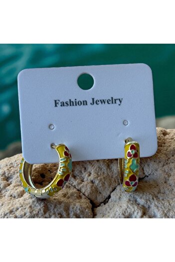 İNN JEWELLERY Steel Earrings Tarnish-Free Antiallergic Yellow Figured (2 Years Importer Guaranteed)