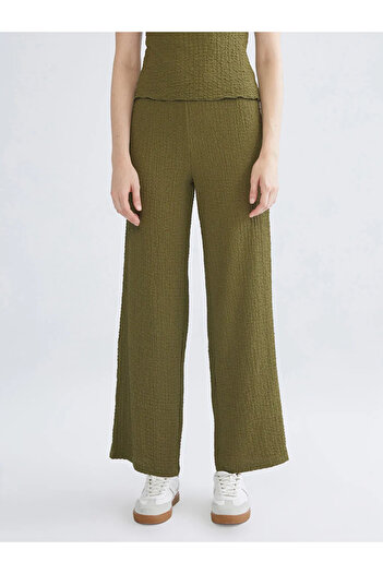LC Waikiki Xsidekhaki Women's Textured Pants with Elastic Waist