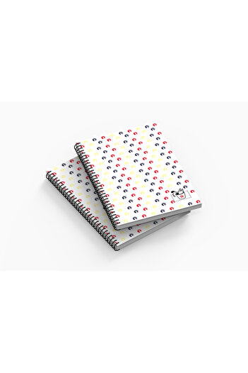 Kentsoylu A5 Size Thick Cardboard Cover Spiral 96 Pages Checkered School Notebook / Iconic Series Collection