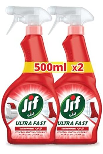 Jif Ultra Fast Cleaner Spray, Everywhere, 100% stain removal on fabrics, 500ml x 2