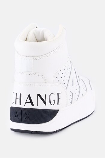 Armani Exchange Men Medium High Cut Lace Up Casual Shoes, White