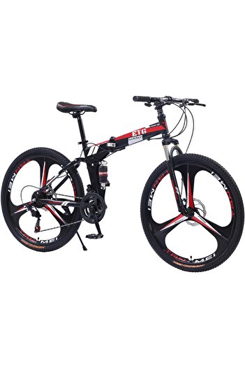 ETG 26 Inch 21 Speed Foldable Mountain Bike High Carbon Steel Frame Dual Disc Brakes Shock Absorption fo