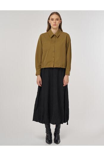 Kayra 100% Cotton Single Pocket Blouse Dark Olive