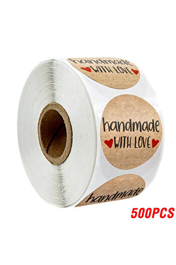 Choice3 H0255-500PCS 100-500pcs 1inch Vintage Kraft Paper Handmade With Love Stickers for Package Thank You