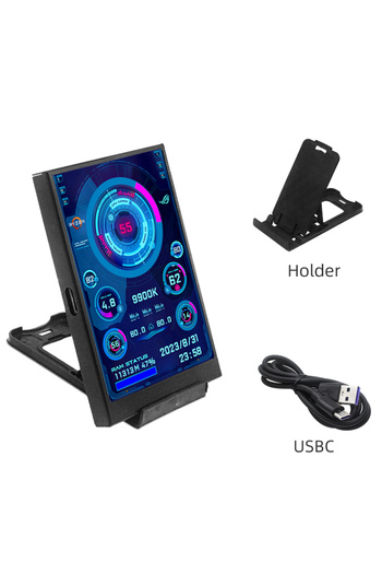 Choice1 Black 3.5 Inch Type-C Secondary Screen for Computer CPU RAM GPU HDD Monitor 320*480 IPS LCD ISB Disp