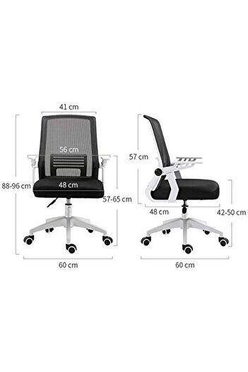 sharpdo Adjustable Height Ergonomic Office Chair with Foldable Armrests by Sharbedo - White Nylon