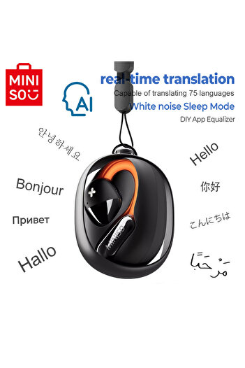 Miniso Black AI M99 Open Earphone Bluetooth 5.4 ANC Noise-Cancelling Sport Wireless Headphones IPX5