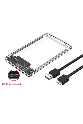 Choice1 علبة تخزين خارجية شفافة بمنفذ Micro B-USB A مقاس 2.5 بوصة، فائقة السرعة 5 جيجابت في الثانية، بدون أدوات