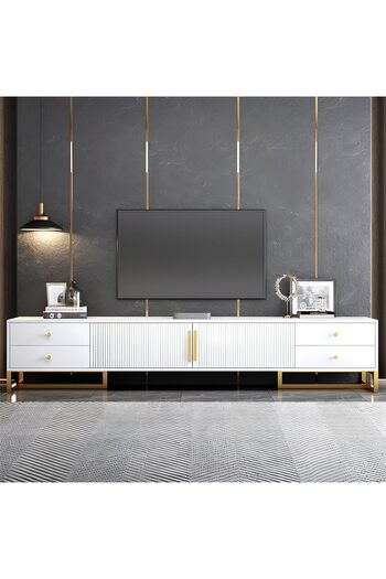 sharpdo Luxury and Simple Lightweight TV Cabinet with Two Doors and Four Drawers - White
