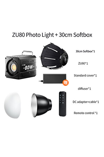 Choice Set with Softbox Dual Color Temperature COB Photography Light 80W Professional LED Video Light Porta