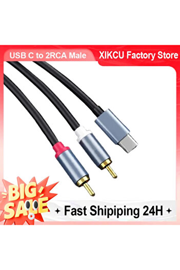 Choice محول قابس XIKCU USB C إلى 2RCA ذكر بطول 2 متر (6.6 قدم) من النوع C إلى RCA ذكر إلى Y RCA مقسم لـ C