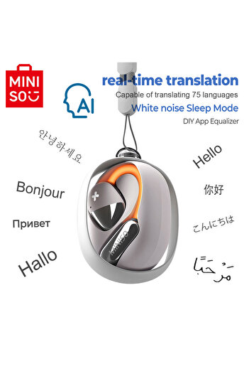 Miniso white AI M99 Open Earphone Bluetooth 5.4 ANC Noise-Cancelling Sport Wireless Headphones IPX5