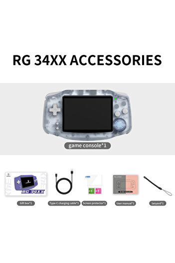 Choice 64G(5K Games) Glacier ANBERNIC RG34XX 64 Bit Linux System Retro Handheld Game Player 3.4-inch IPS Sc