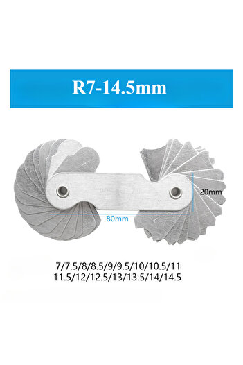Choice66 R7-14.5 Stainless Steel Radius Fillet Gauge Measuring Gage Screw Pitch Sample R Gauge Center Measure