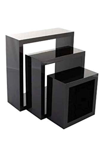 Generic Wall Mounted Cubic Shelves, 3 Pieces, Brown, 28.8 x 27 x 10.2 cm