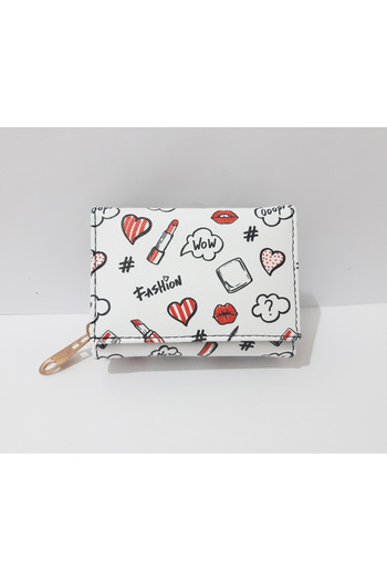 renkli çiçekler Children's Wallet 11X8X4 cm White Mixed Pattern Children's Wallet