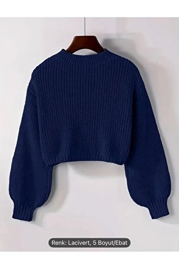NZL TEKSTİL Dgn's Selani̇k Thick Knitted Circle Neck Balloon Sleeve Looking Women's Knitwear Sweater