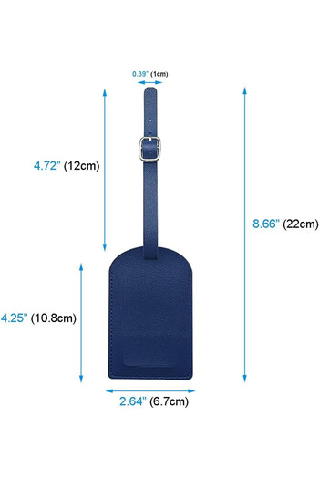 Miewaa set of 3 luggage tags, PU leather, blue, 22 x 6.7 cm
